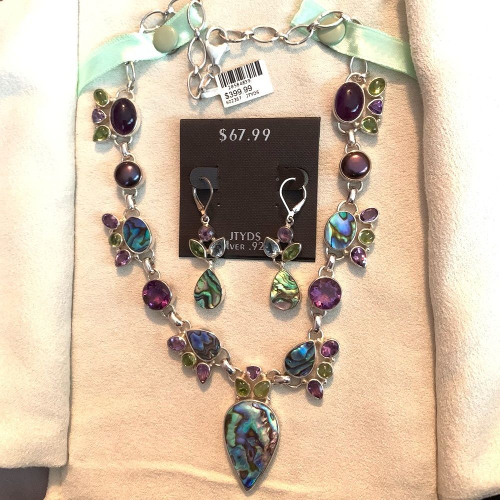 Necklace  Earrings  AbaloneSemiPrecious Gems